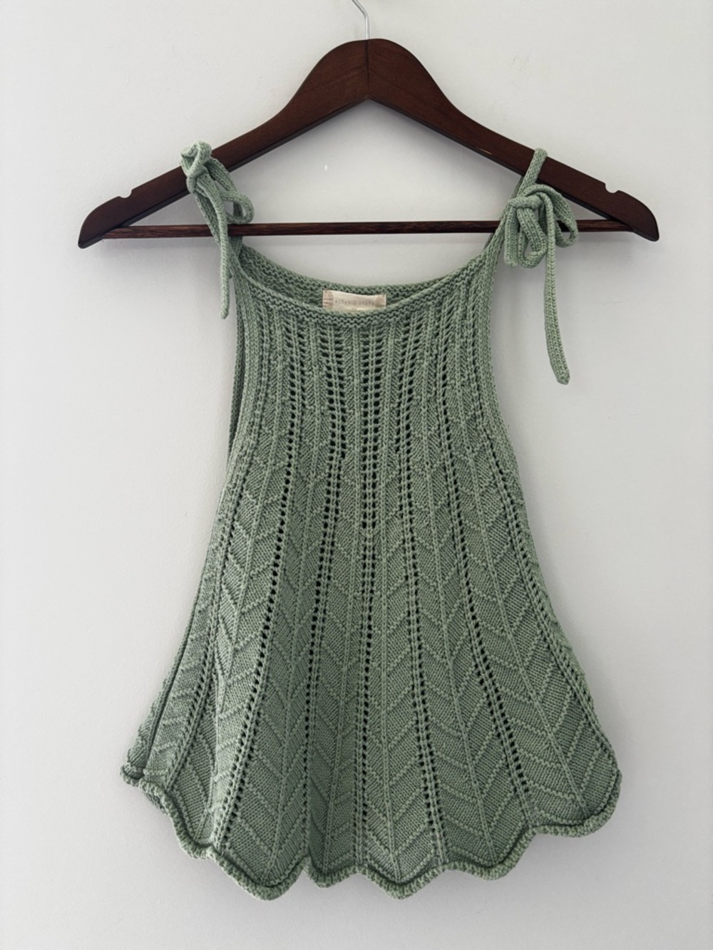 Altard State Sage Green Knit Tie Strap Top XS Cottagecore - Picture 2 of 7